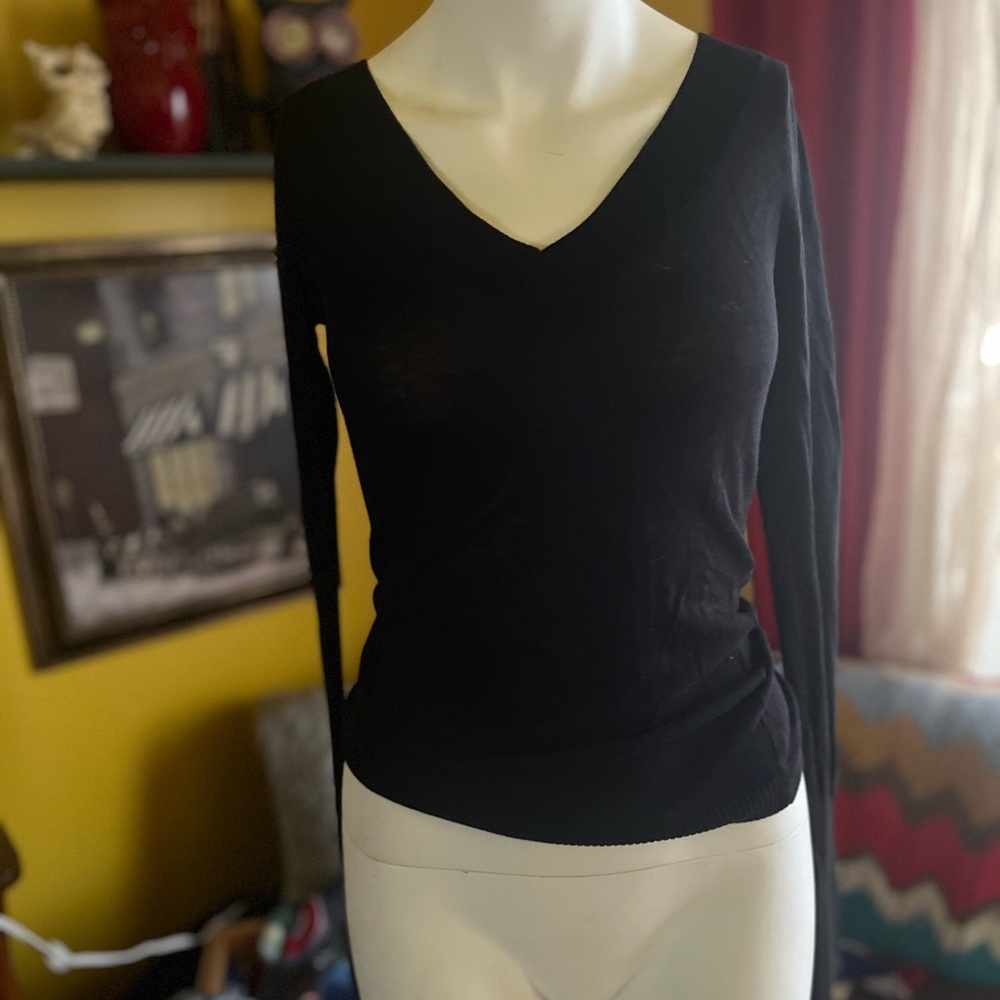 Moda International Black Knit V-Neck Top